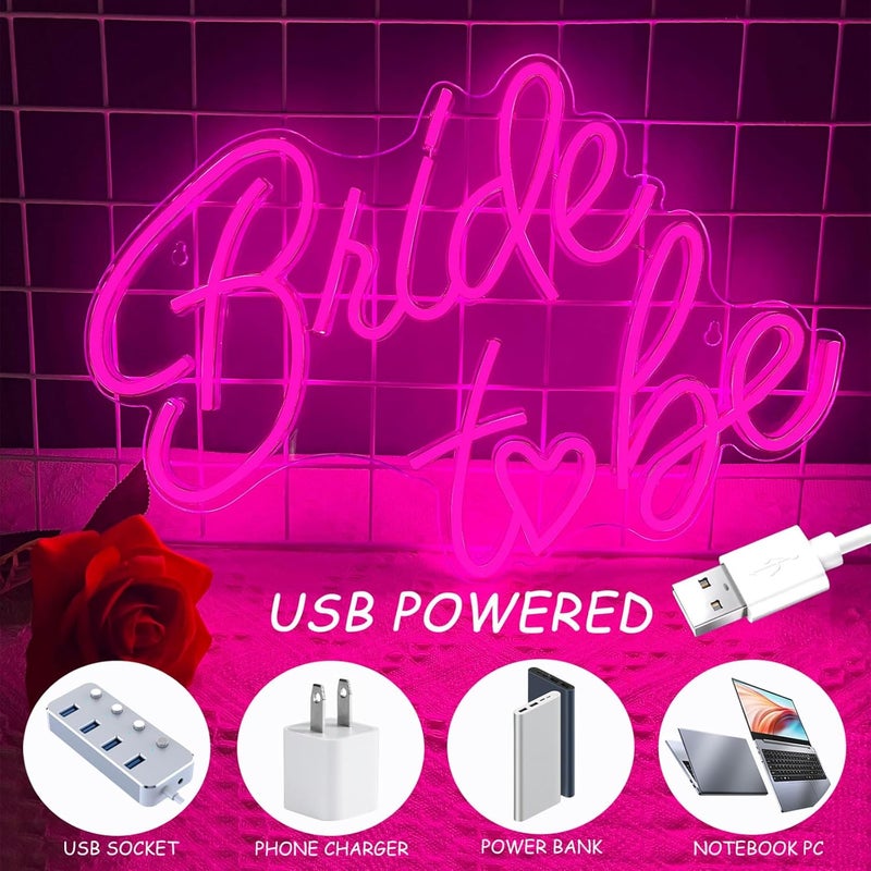 BerniceKelly لافتة نيون للعروس، لافتات نيون LED وردية، لافتات ضوء زفاف USB لحفلة استحمام العروس وحفلة خطوبة وخلفية حفلة توديع العزوبية - Image 4